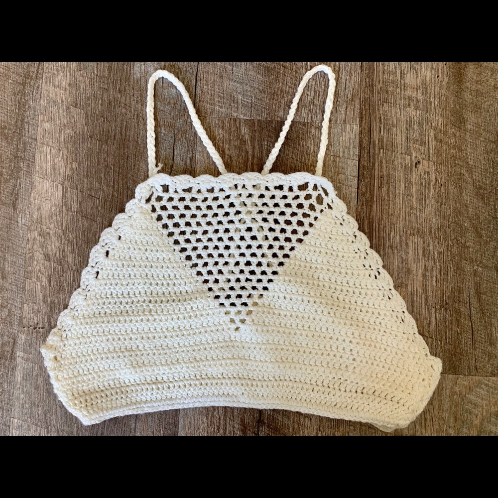 boho knit cream bralette/crop top